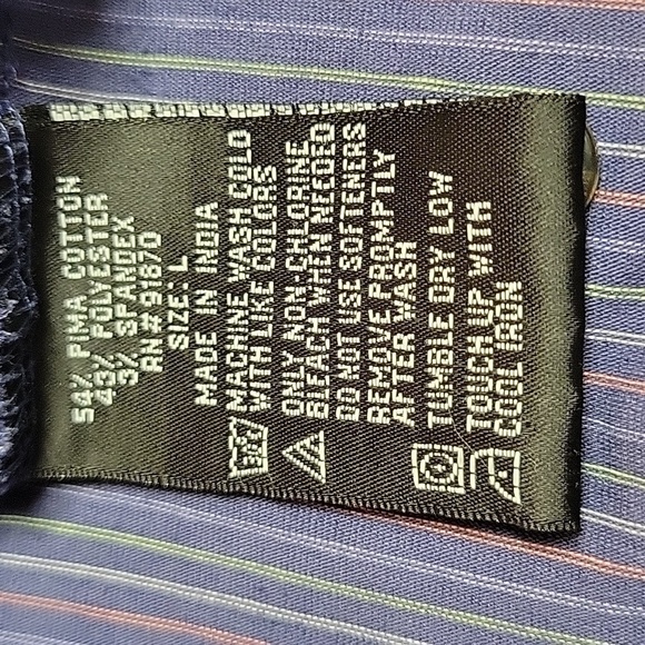 Pebble Beach Men's Golf Polo, Blue Striped Shirt, Size Large - Picture 5 of 6